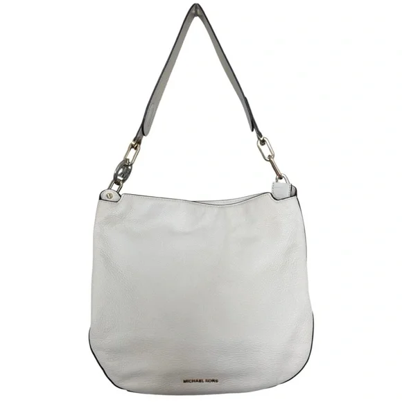 Michael Kors Leather Hobo Bag Shoulder Bag Cream White Gold - Picture 2 of 13